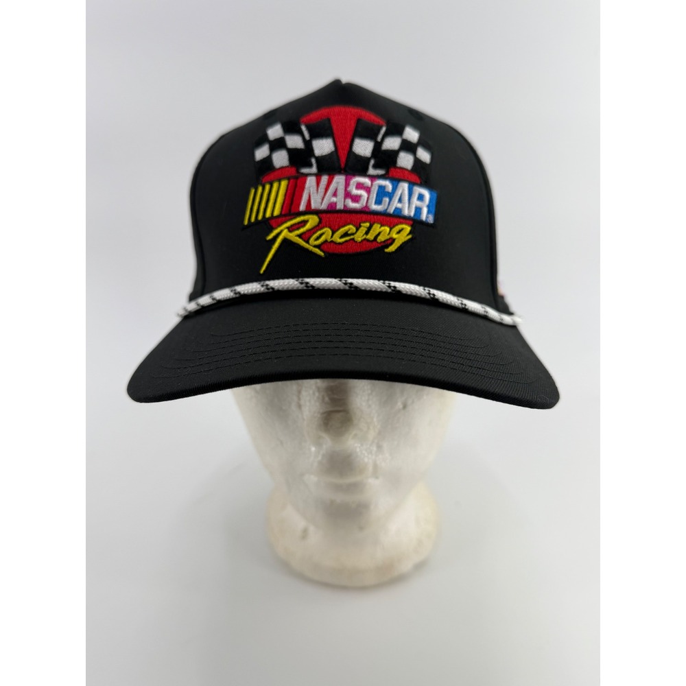 NASCAR Racing Retro Rope Hat Snapback Black Performance Perforated 2025 Logo NEW